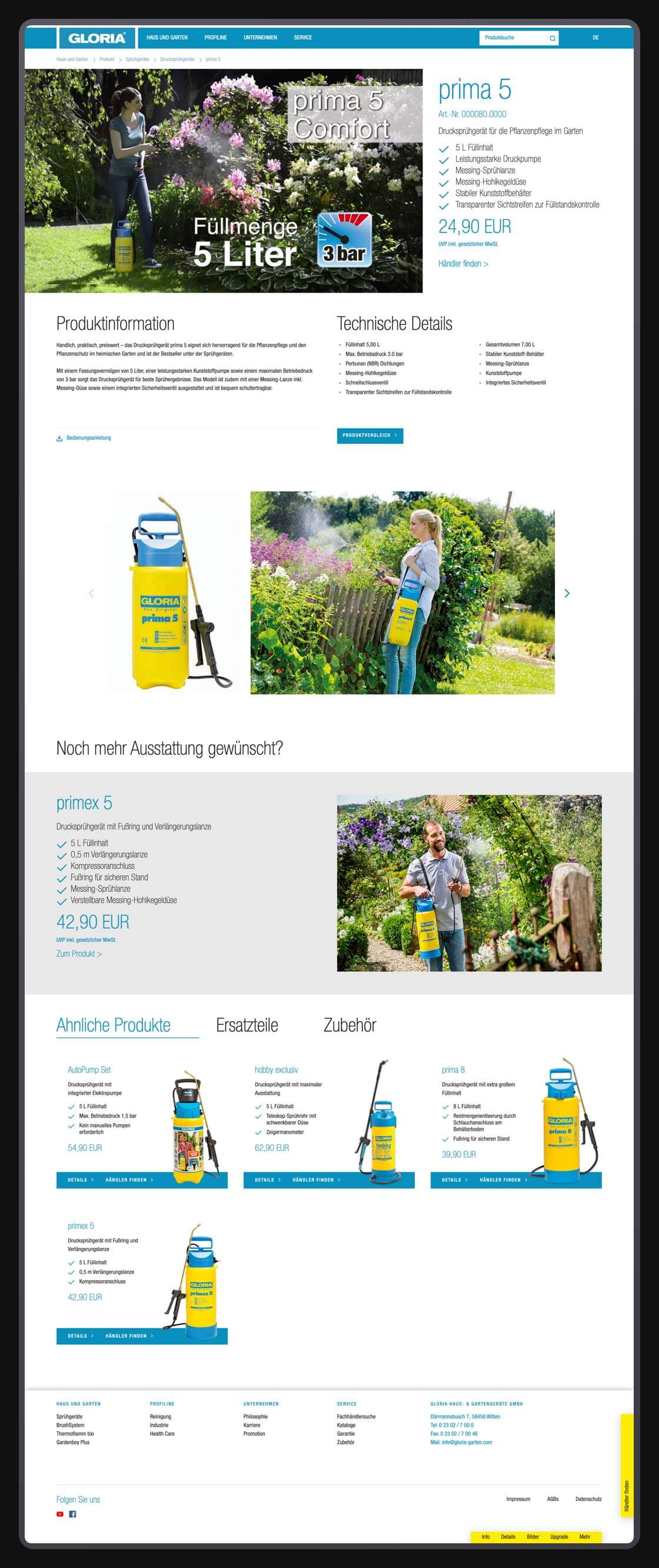  Referenz - Gloria Garden Tools - Website Relaunch
